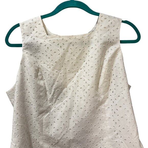 Vintage Kasper A.S.L. Petite White Eyelet Tank Blouse – Size 12P - Picture 3 of 5